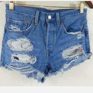 Levi's 501 Jean Shorts Cutoff Distressed High Rise
